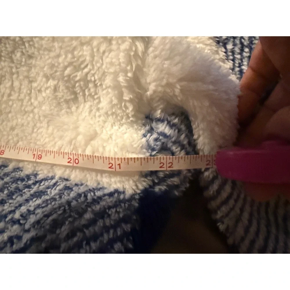 Womens Plaid Sherpa Fleece Shacket‎ Jacket Oversized Blue White XL - Picture 6 of 7
